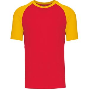 SportT-shirt Heren XXL Kariban Ronde hals Korte mouw Red / Yellow 100% Katoen