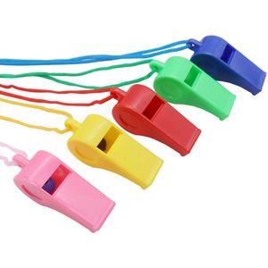 Placstic Fluit, scheidsrechterfluit, fluitjes met lanyards sportfluitje voor kinderen, voor school, sport, training, voetbal, veiligheid en noodsituaties