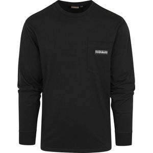 Napapijri - S-Morgex Longsleeve T-shirt Zwart - Heren - Maat S - Regular-fit