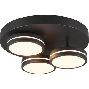 Trio leuchten - LED Plafondlamp - Plafondverlichting - 25.5W - Warm Wit 3000K - 3-lichts - Dimbaar - Rond - Antraciet - Aluminium