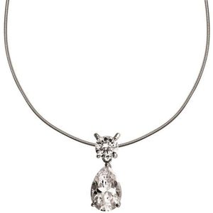 Diamonfire - Zilveren collier met hanger 45 cm - Bridal - Zirkonia - Druppel