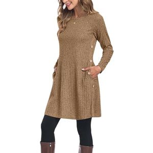 Dames wintertrui jurken met lange mouwen en zakken