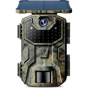 Wildcamera met Nachtzicht – Buitencamera - Wildcamera voor Buiten – Zonne-Energie – Nachtcamera Buiten Dieren - IP66 Waterdicht – Wildlife Camera’s – Infraroodcamera – Nachtcamera Wild Camera - Camouflage