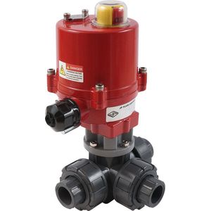 Lijmmof 25 mm T-poort 3-Weg PVC Elektrische Kogelklep 12 V AC/DC PTFE/EPDM - BL3PAT-P-025-AG-040-C