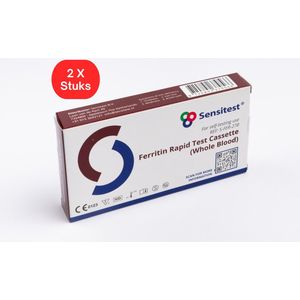 Ferritine Sneltest – 2 stuks – Zelftest voor ijzertekort – Drempel 30 ng/mL – Resultaat binnen 5 minuten – Inclusief lancet, alcoholpad, buffer & pipet