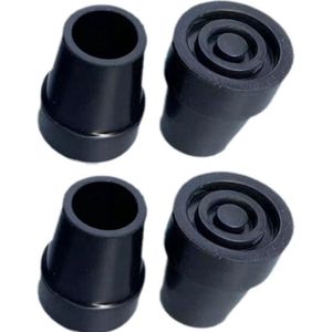 Vitdipy - 4 stuks - Krukdoppen - 19 mm - Anti-Slip - Voor senioren wandelstok, veiligheidsstok kruk accessoires - Zwart