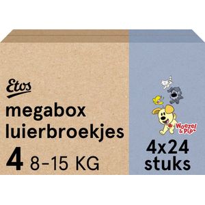 Etos Luierbroekjes - Woezel & Pip - Maat 4 - 8 tot 15kg - Megabox - 96 stuks