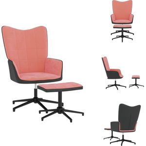 vidaXL Relaxstoel - Roze Fluweel - 62x68x98 cm - 360 graden draaibaar - Staal frame - Fauteuil