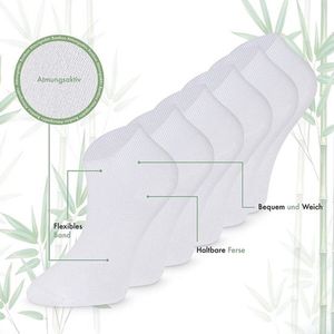 Bamboe Sokken, Sneaker Sokken, Dames en Heren, Kort, Antibacterieel, 6 Paar, 43-46, Wit