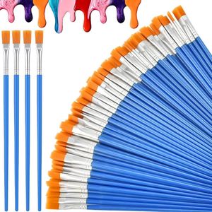 40-stuks Verfkwast - Kinderverfkwast - Gezichtsverfkwast - Met platte kop - Kan gebruikt worden voor gezicht, decoratie - Geschikt voor acryl-, aquarel-, olie- en gouacheverf - 16,8 cm / 6,6 inch - Blauw