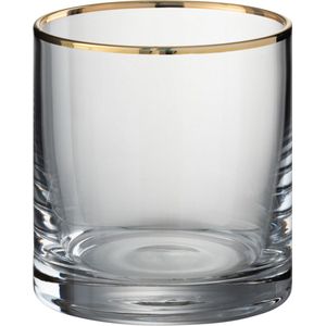 J-Line drinkglas Rand Cilinder - glas - goud - 6 stuks