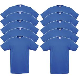 10 x Fruit of the Loom V-Hals ValueWeight T-shirt Royal Maat L