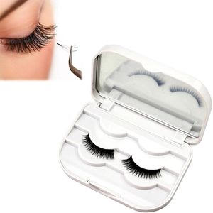 Allecto Plus - Kunststof opbergdoos voor wimpers met spiegel - Wit - Makeup organizer - Eyelash storage box