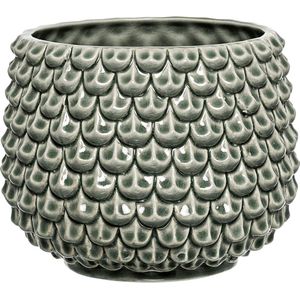 Retro plantenpot - vintage uitstraling - 1 stuk - groen - keramiek - groot