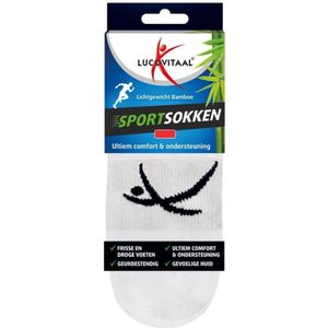 Lucovitaal - Bamboe Witte Sportsokken (Maat: 43-46 1 paar)