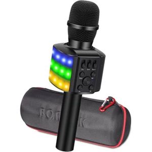Karaoke Microfoon voor Kinderen, met Knipperende Kleurrijke Ledlampen,Draadloos Draagbaar 4-in-1 Bluetooth Karaoke Apparaat, Thuis Feest voor iOS/Android