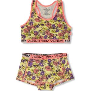 Vingino G231-10 Neon Flower Set Nachtkleding Meisjes - Oranje - Maat 158/164