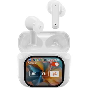 Draadloze Oordopjes – Bluetooth Oordopjes - Noise cancelling ANC+ENC - Met Led Touch Screen -Universeel - BT 5.4 - Wit