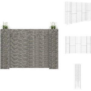 vidaXL Schanskorf Plantenbak - 260 x 40 x 180 cm - Duurzame Stalen Mand voor Stenen of Grind - Zilver - Bloempot