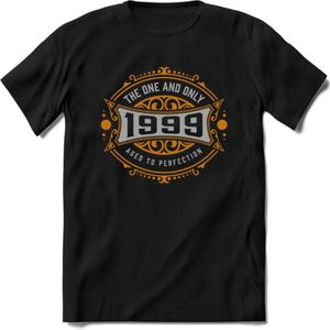 1999 The One And Only T-Shirt | Goud - Zilver | Grappig Verjaardag  En  Feest Cadeau | Dames - Heren | - Zwart - 3XL