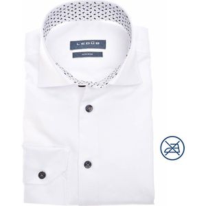 Ledub modern fit overhemd - wit - Strijkvrij - Boordmaat: 46