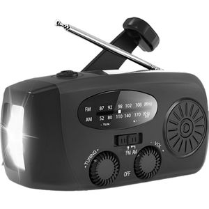 Radio - Draagbare Oplaaibare Zonnelichtnoodradio, met Handwiel en USB Oplading voor Telefoon, NOAA, Huis en Kamperen, Weerradio AM/FM, Dynamo Zaklamp, SOS-alarm
