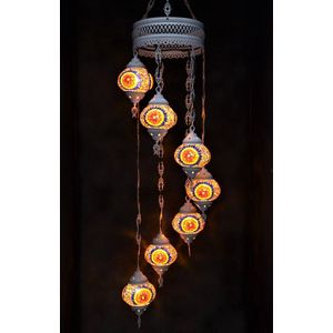 Hanglamp multicolour  glas mozaïek Oosterse lamp kroonluchter Crèmewit 7 bollen