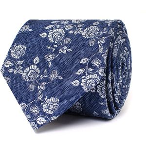 TRESANTI | ALES I Zijden stropdas met gebloemde Denim look | Blauw