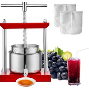 2 L fruitpers appelpers fruitpers met T-handgreep, bessenpers 14 x 13 cm appelpers handmatige fruitpers fruitpers mechanische RVS pers Geschikt voor sap fruitpuree etc.