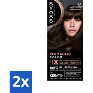 2 x SYOSS - Permanent Coloration 3-1 - Haarverf - Permanente Haarkleuring - Donkerbruin - Grijsdekking - Permanente Haarkleur - Donkerbruin Haar - Grijsdekking - Keratine - Haarkleur