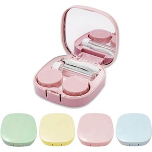 Lenzendoosje - Lenzenbakje - Lensdoosje met spiegel - Contactlensreiniger - Draagbaar - 4-delige set - Geschikt voor dagelijks gebruik - zoals reizen en werk