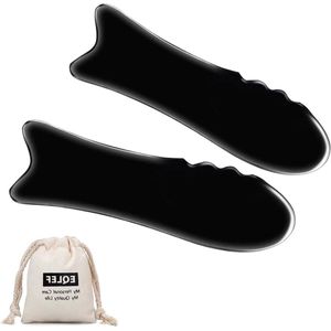 Horn Gua Sha Buffelhoorn Guasha Massage-werkbord Visvorm (2 stuks A)