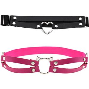 Modieuze punk-kousenbanden - Leren kousenbanden - Kledingaccessoires Zwart S/M .