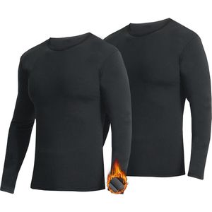 Thermisch ondergoed voor heren, fleece shirt met lange mouwen voor winter, warm en functioneel compressieshirt