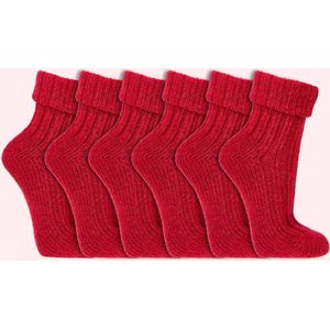 Wollen sokken | Alpacawol | Krimpvrij | Kleur: Rood | 6 paar