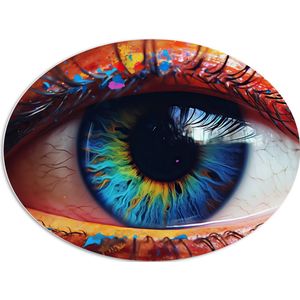 PVC Schuimplaat Ovaal - Oog - Wimpers - Kleuren - Regenboog - 96x72 cm Foto op Ovaal (Met Ophangsysteem)