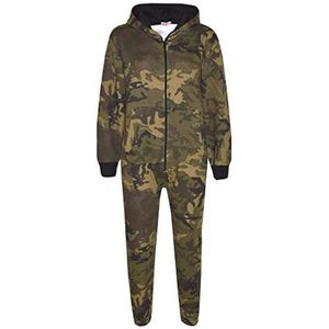 Meisjes Jongens Camouflage Onesie Zacht Pluche Fleece Playsuit Kap Slaappak Pyjama voor Kinderen 5-13 Jaar