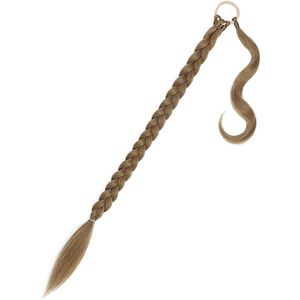 Gevlochten paardenstaartverlenging 66 cm natuurlijk kunsthaar vlechten haarverlengingen asblond opposumhaarstuk.