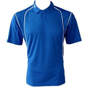 KWD Poloshirt Victoria korte mouw - Kobaltblauw/wit - Maat M