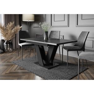 Pro-meubels - Eettafel - Eetkamertafel - Glasgow - Zwart mat - Marmerlook - Uitschuifbaar 120-160cm