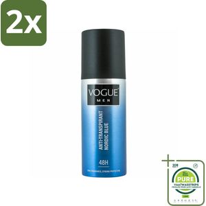 Vogue Anti-Transpirant Nordic Blue 150 ml - Voordeelverpakking - 2 stuks - Anti-transpirant - Zweetvermindering