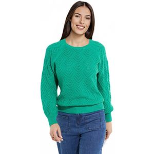 Zachte korte effen opengewerkte trui met ronde hals