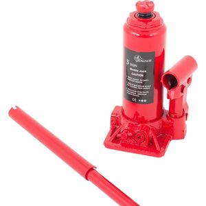 Hydraulische Potkrik 3 ton – Compact & Veilig | TUV-CE-GS Gecertificeerd – Met Pompstang & Overdrukventiel – Ideaal voor Auto’s, Caravans & Garage