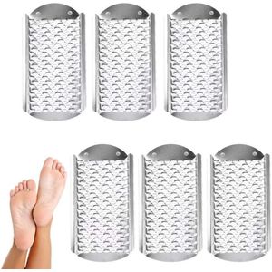 6 stuks voetvijlen eeltverwijderaar vervangende mesjes voetpedicure-instrumenten afneembare voetscrub eeltverwijdering roestvrij staal groot gat natte en droge voeten