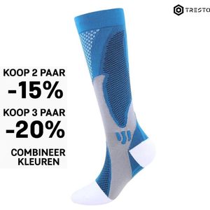 TRESTO - Compressiekousen - Hardlopen Reizen en meer - Compressie Sokken - Mannen en Vrouwen - Zwart - Maat L-XL (40-43)