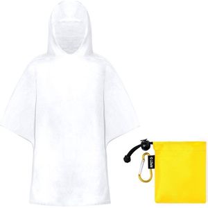 Kinder regenponcho - pvc - in geel zakje - vanaf 4 jaar - noodponcho met capuchon - one size - transparant