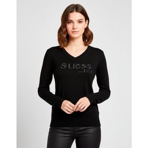 Guess, Dames, Truien, Zwart, Maat: 2XL Viscose,