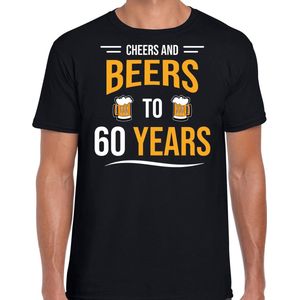 Cheers and beers 60 jaar verjaardag cadeau t-shirt zwart voor heren - 60 jaar bier liefhebber verjaardag shirt / outfit XXL