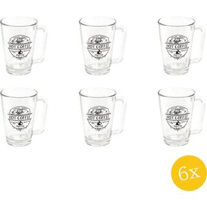 Clayre & Eef Mok set van 6 stuks 250 ml Glas Hot Coffee Koffiemok