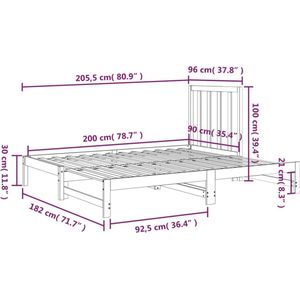 VidaXL Uitschuifbare Slaapbank Grenenhout Honingbruin 2x(90x200) cm